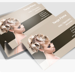 edytor wizytówek Elegancki projekt wizytówki w kolorach kawy z wizerunkiem pięknej blondynki