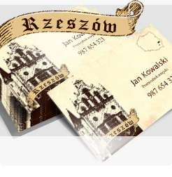 edytor wizytówek Wizytówka Rzeszów, reklama miasta z zabytkowym Ratuszem